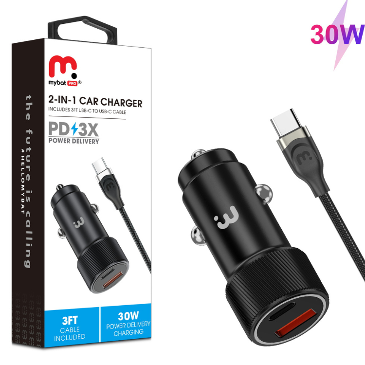MyBat Pro Chargeur voiture 30W 2 en 1 + câble USB-C