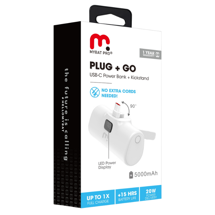 MyBat MyBat Plug+Go Batterie externe 5000mAh USB-C avec support intégré Guadeloupe