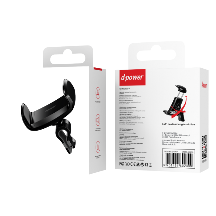 Universal Car Phone Holder - D-power Z4007 - Black