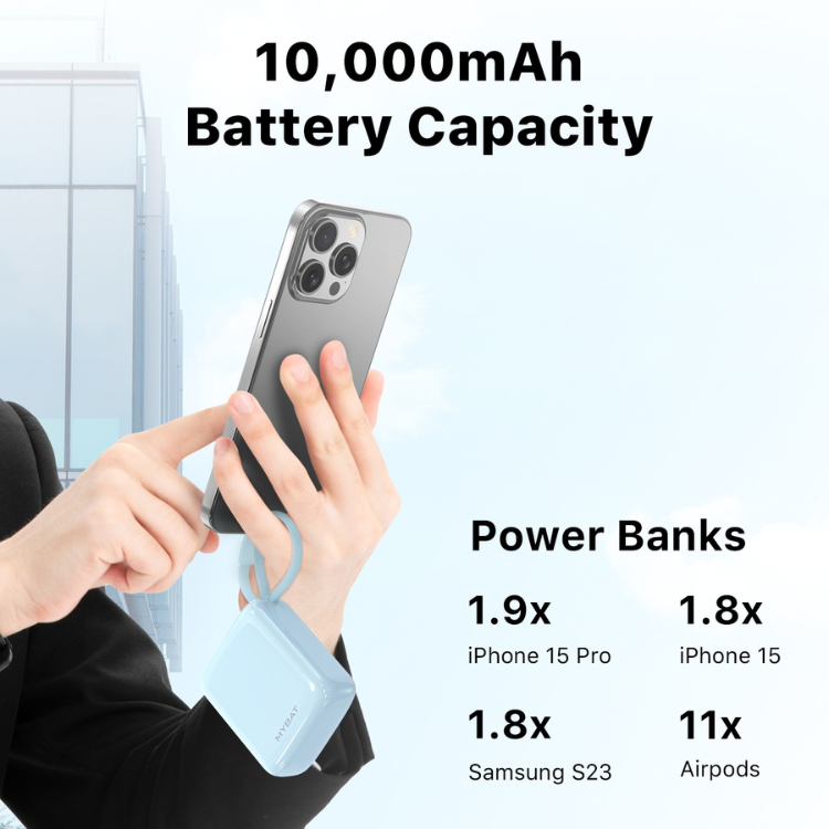 MyBat MyBat PowerLoop Batterie externe 10000mAh avec câble USB-C intégré Guadeloupe