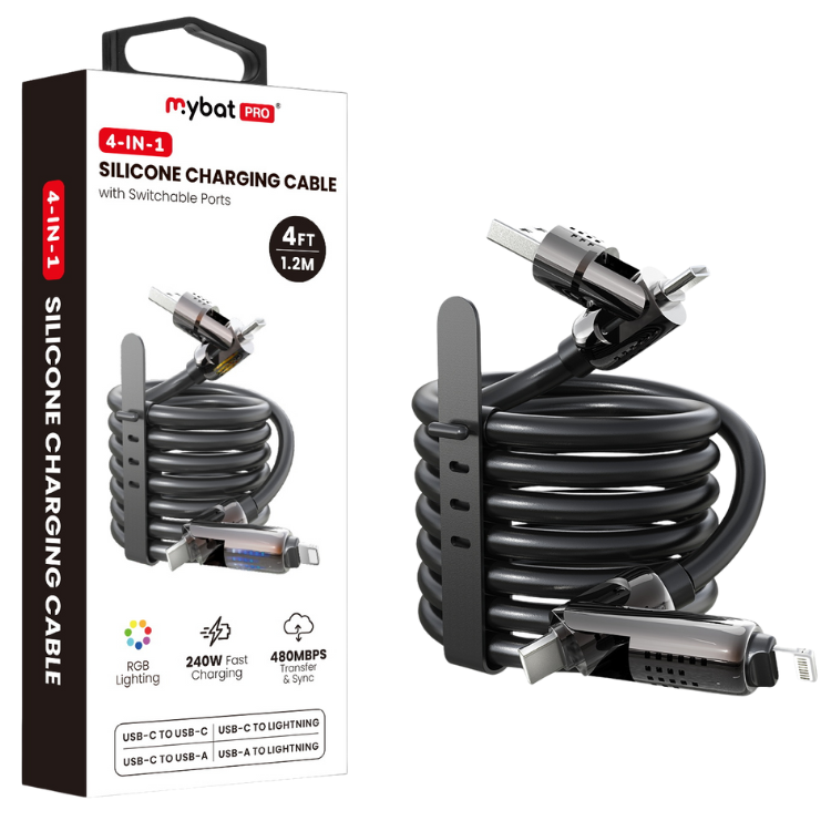 MyBat Pro Câble de charge 4-en-1 en silicone 240W