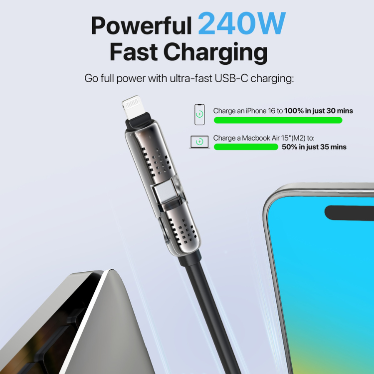 MyBat Pro Câble de charge 4-en-1 en silicone 240W