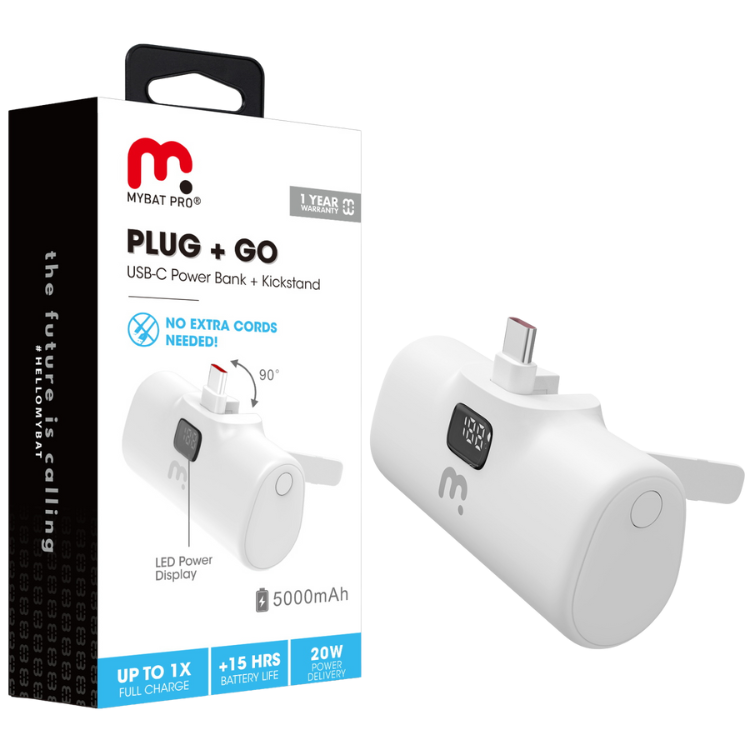 MyBat MyBat Plug+Go Batterie externe 5000mAh USB-C avec support intégré Guadeloupe