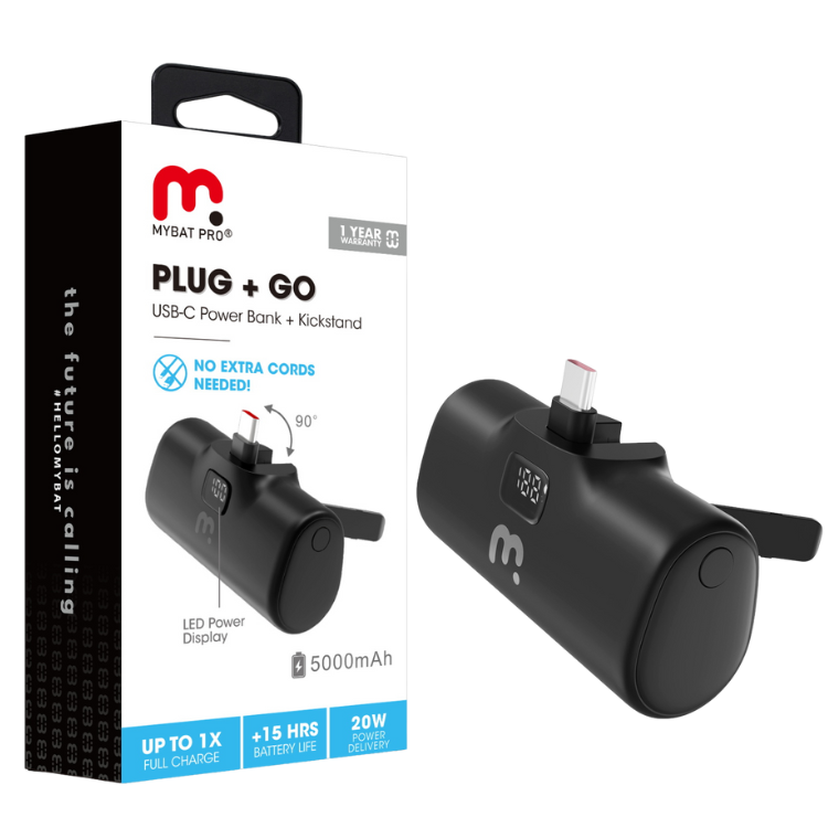 MyBat MyBat Plug+Go Batterie externe 5000mAh USB-C avec support intégré Guadeloupe