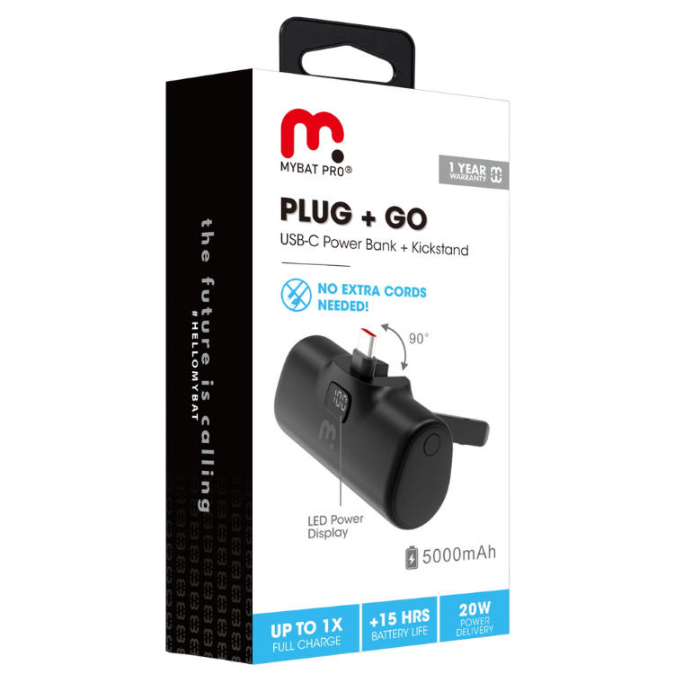 MyBat MyBat Plug+Go Batterie externe 5000mAh USB-C avec support intégré Guadeloupe