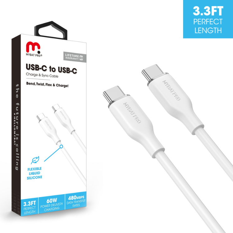 MyBat MyBat Pro USB-C à USB-C en Silicone Blanc Guadeloupe